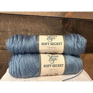 Yarn Bee Soft Secret Sky Blue 90 6oz 300 Yards Lot of 2 Skeins Acrylic Yarn